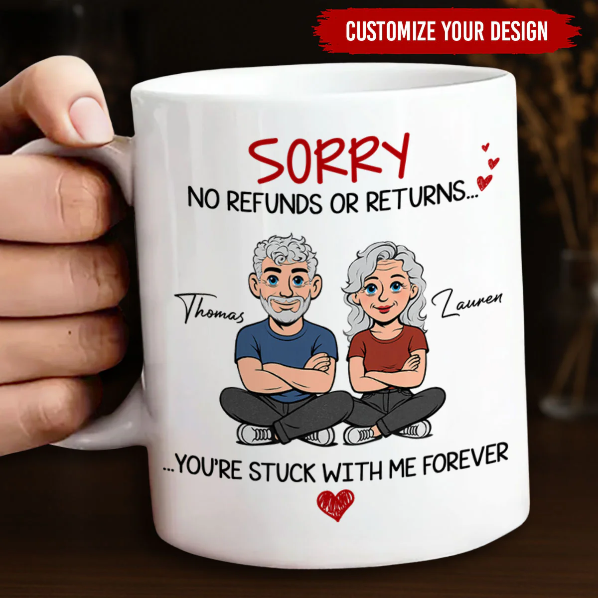 Retro You Are Stuck With Me Forever - Personalized Custom Coffee Mug - Image 4