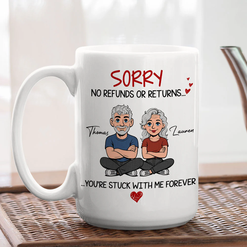 Retro You Are Stuck With Me Forever - Personalized Custom Coffee Mug - Image 5