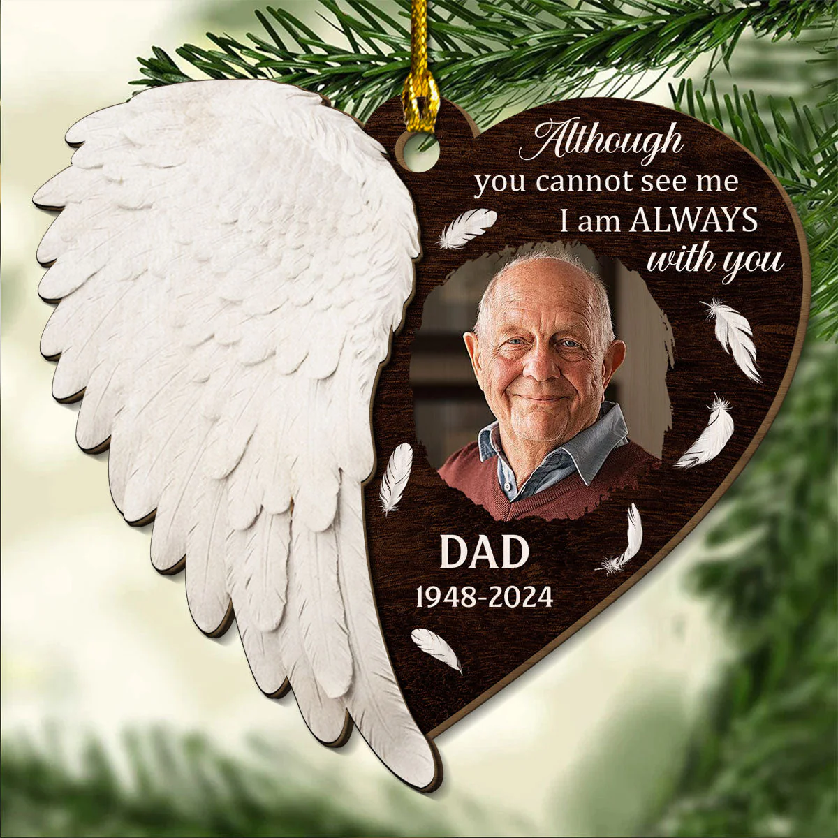 Right Here For You - Personalized Custom 2-layered Wood Ornament - Image 2