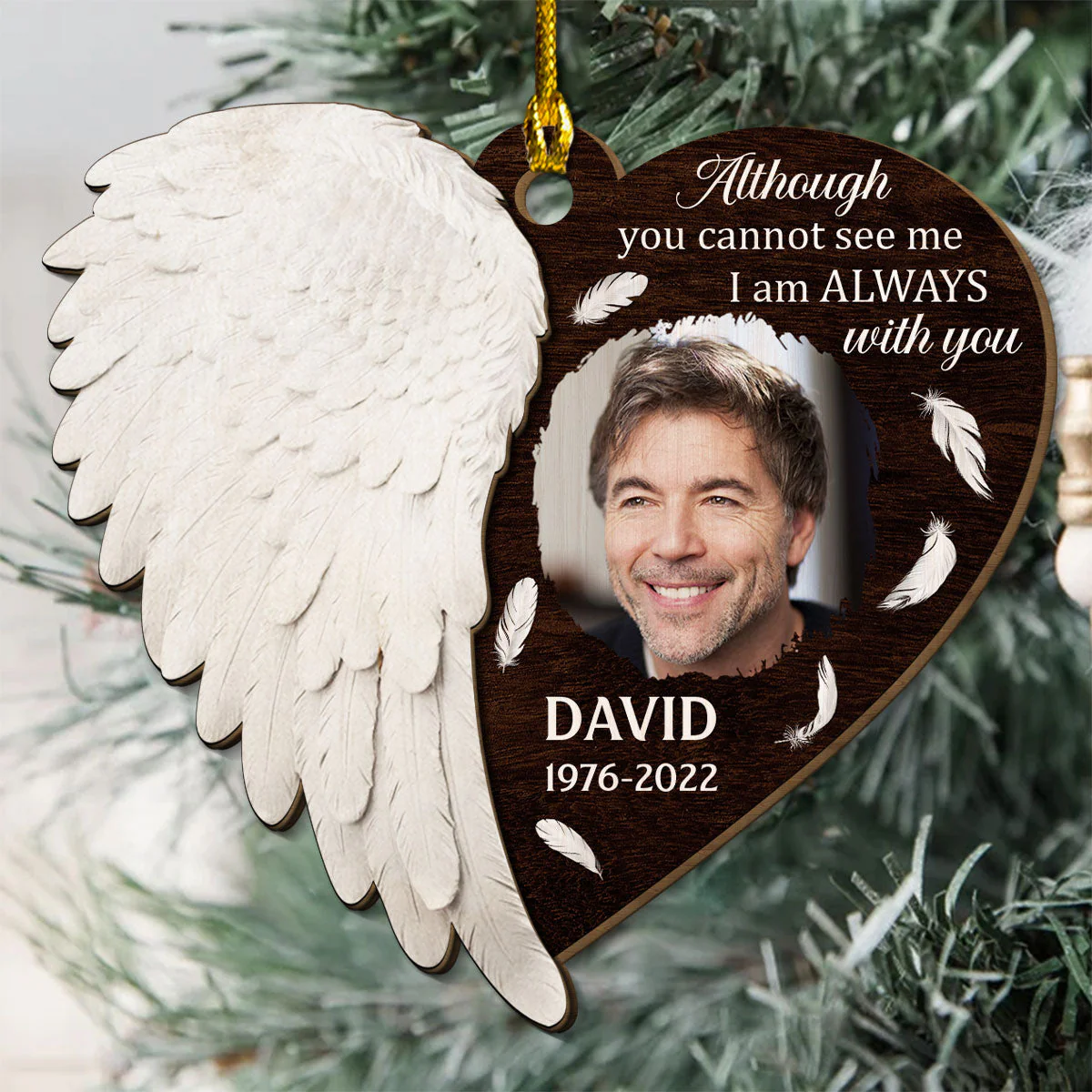 Right Here For You - Personalized Custom 2-layered Wood Ornament - Image 3