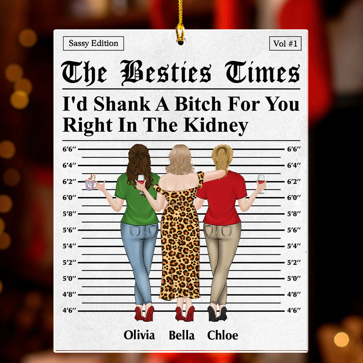 Right In The Kidney - Personalized Acrylic Ornament - Image 2