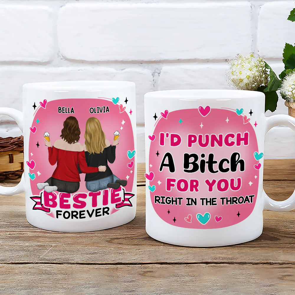 Right In The Throat Bestie - Personalized Custom Coffee Mug - Image 2