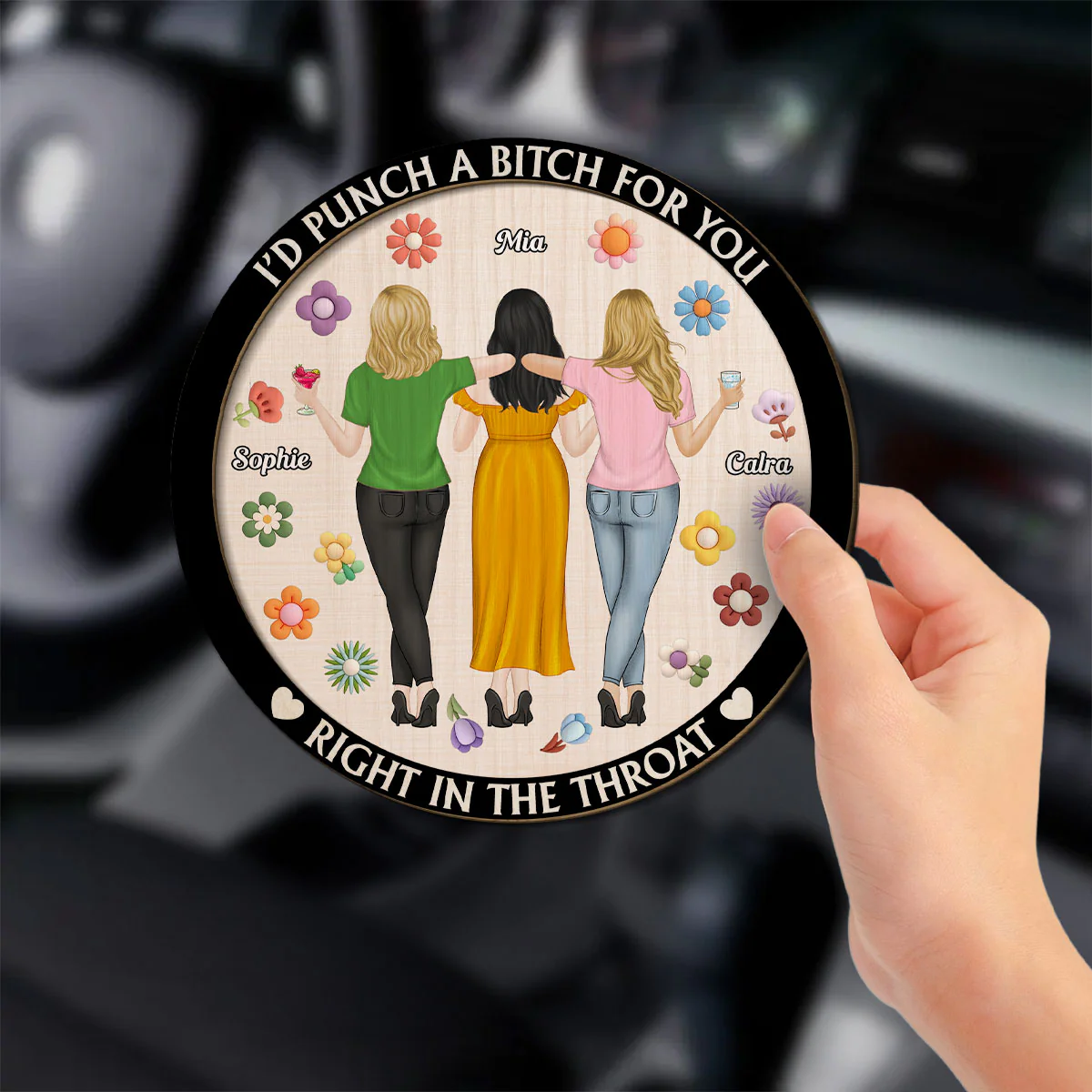 Right In The Throat Besties - Personalized Custom Car Visor Clip - Image 3