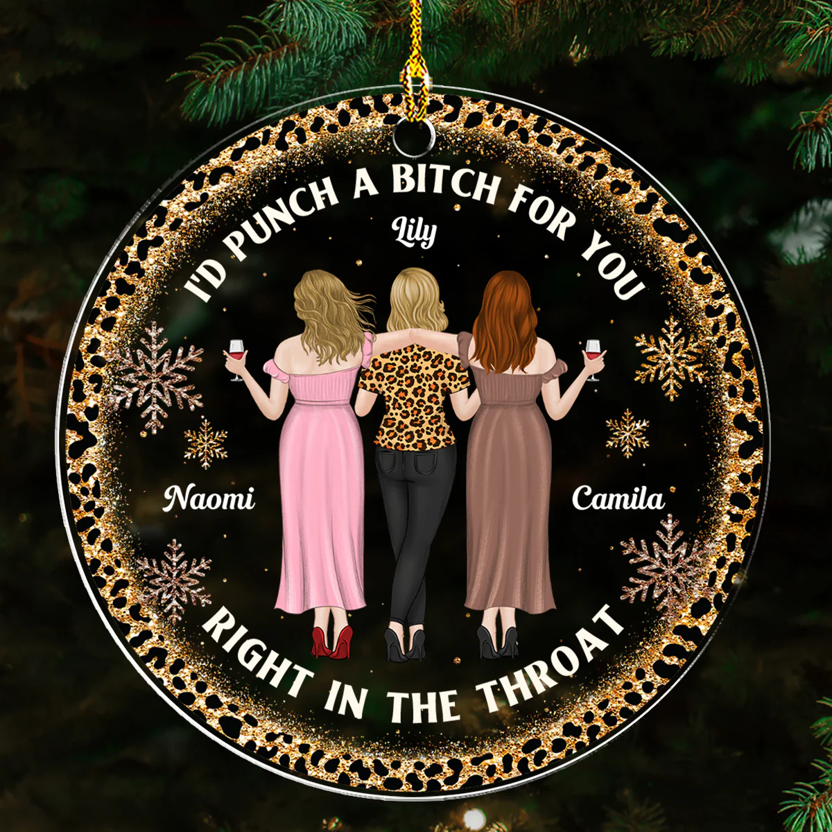 Right In The Throat Bitch - Personalized Custom Acrylic Ornament - Image 2