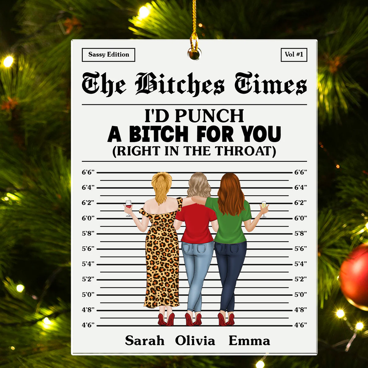 Right In The Throat Bitches - Personalized Custom Acrylic Ornament - Image 3