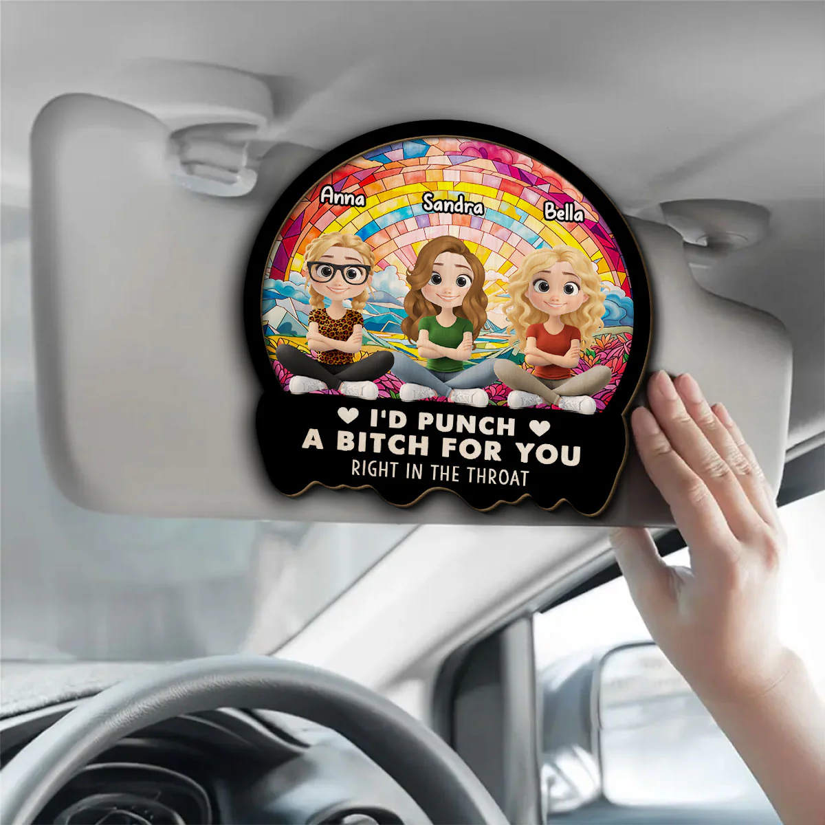 Right In The Throat Cartoonize - Personalized Custom Car Visor Clip - Image 2