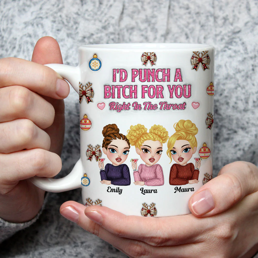 Right In The Throat For Bestie Sister - Personalized Custom 3D Inflated Effect Mug - Image 2