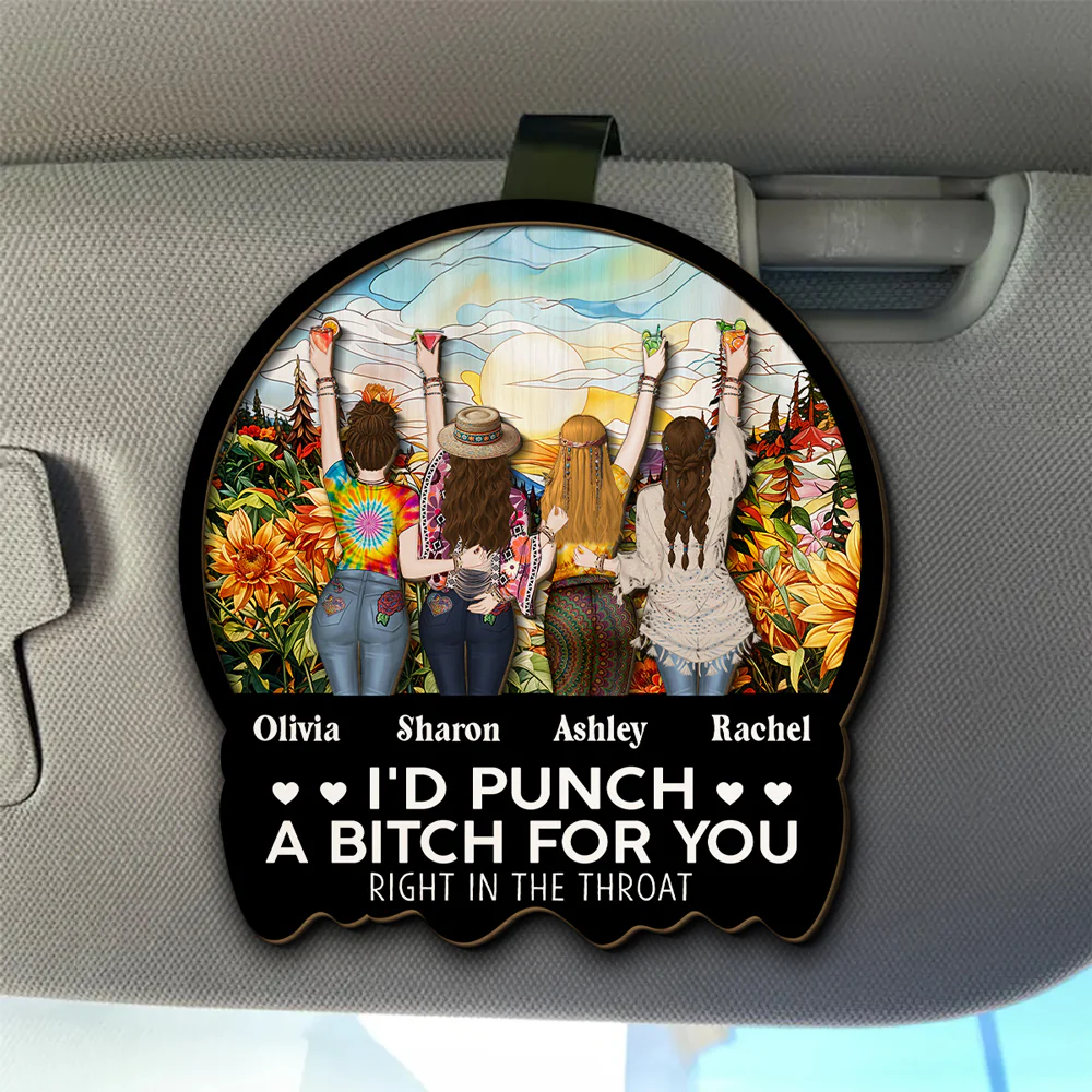 Right In The Throat Hippie - Personalized Custom Car Visor Clip - Image 5