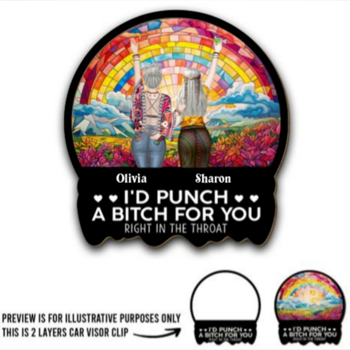 Right In The Throat Hippie - Personalized Custom Car Visor Clip - Image 6