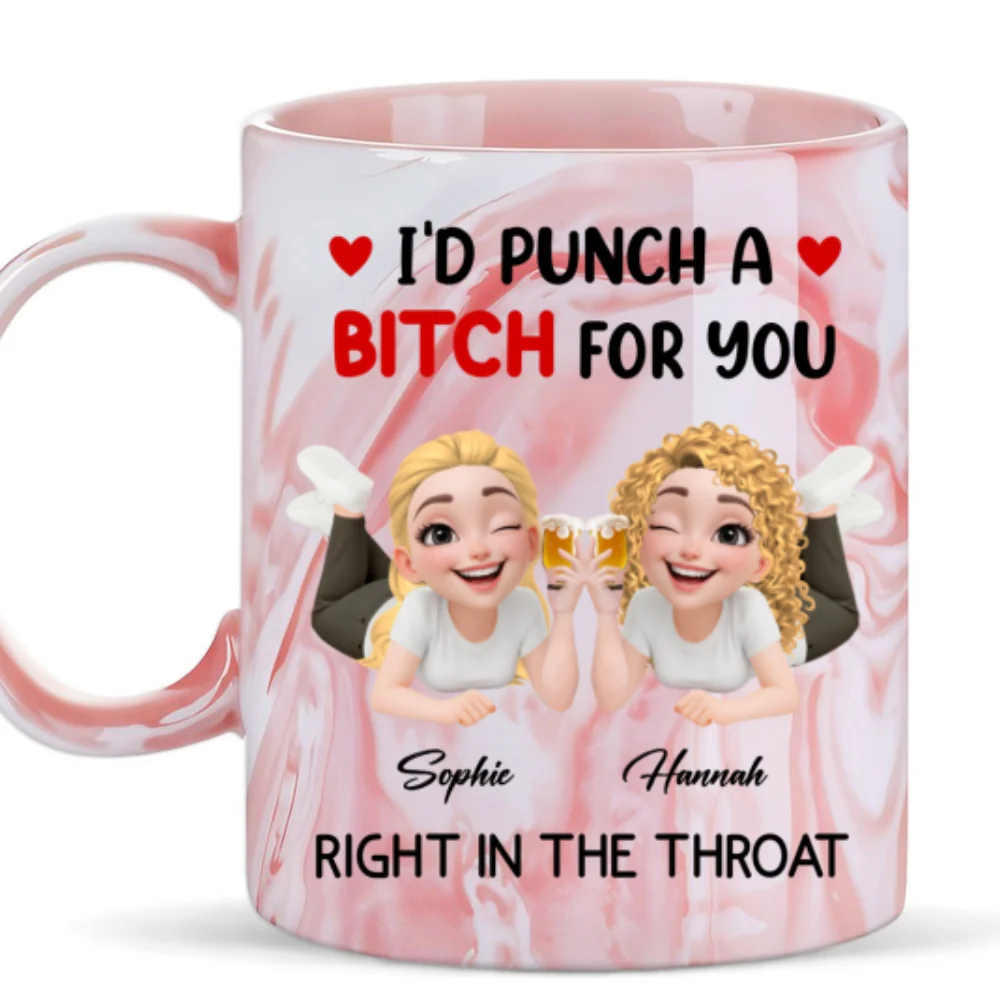 Right In The Throat My Friend New Ver - Personalized Custom Pink Marble Mug - Image 6