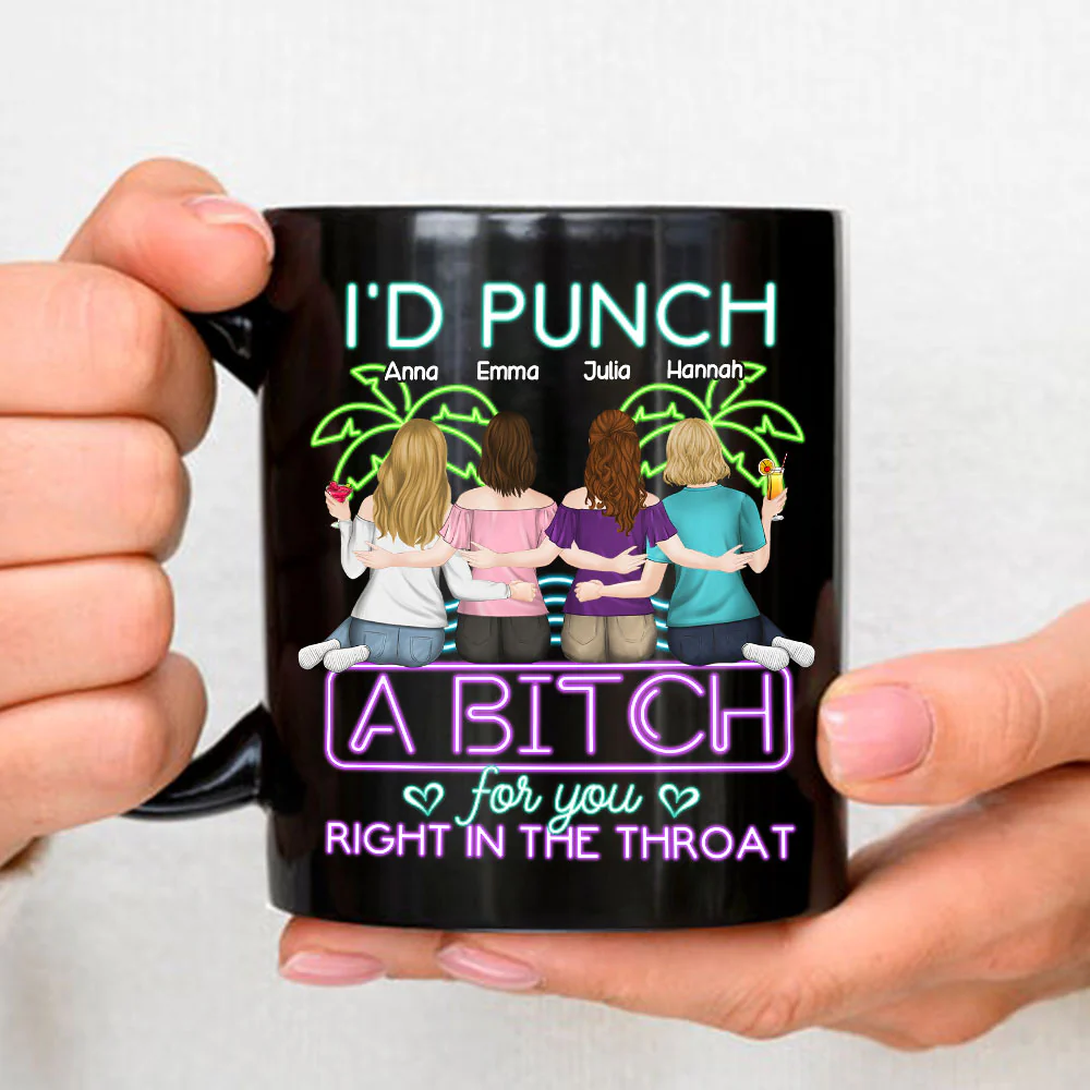 Right In The Throat Neon Style - Personalized Custom Coffee Mug - Image 3