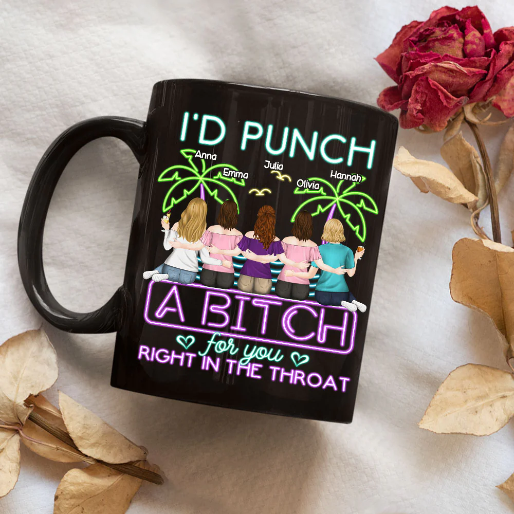 Right In The Throat Neon Style - Personalized Custom Coffee Mug - Image 4