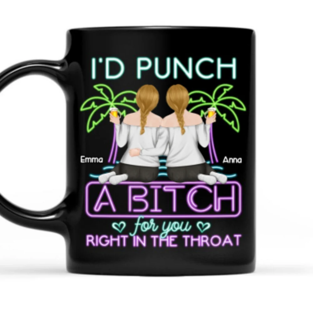 Right In The Throat Neon Style - Personalized Custom Coffee Mug - Image 6