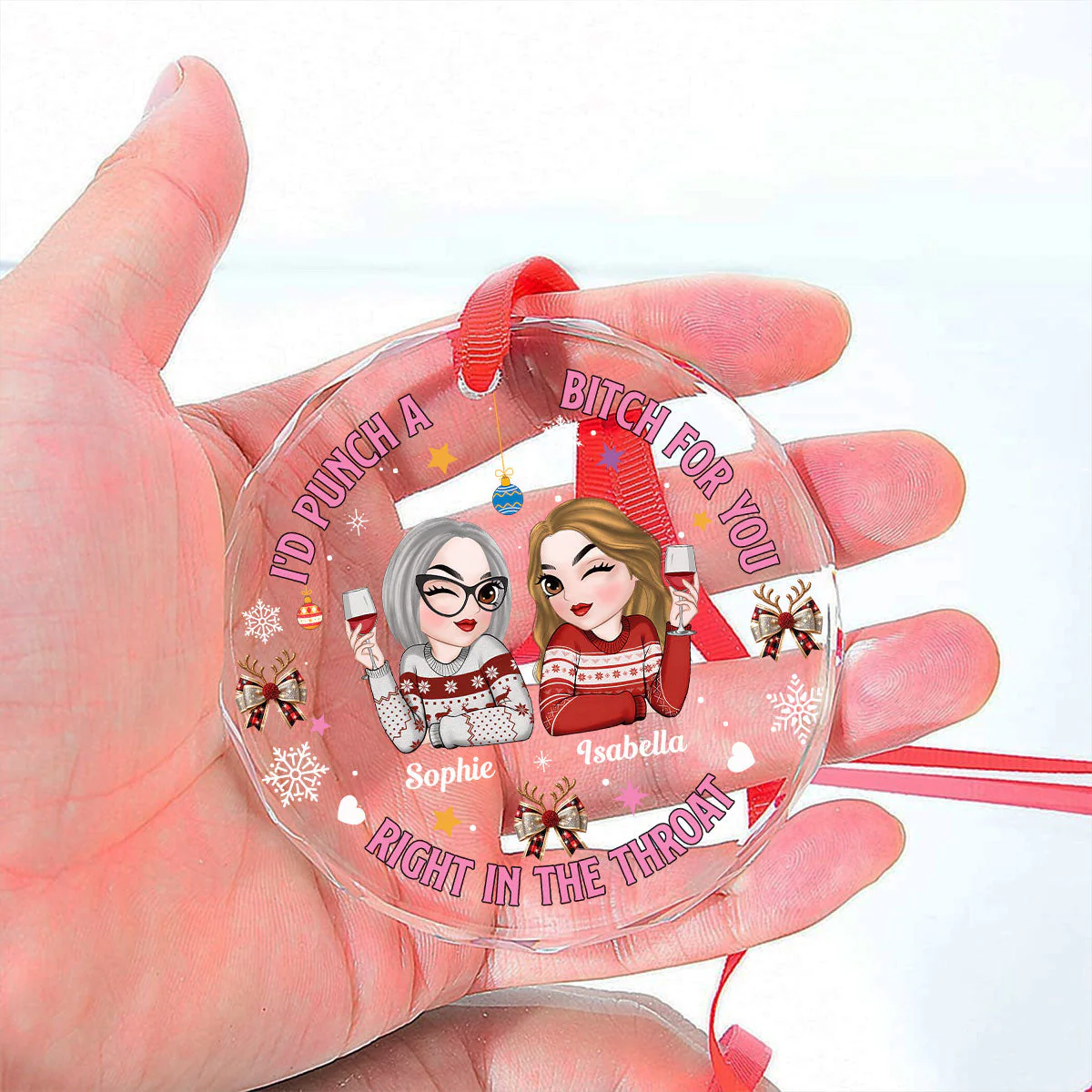Right In The Throat - Personalized Custom Glass Ornament - Image 2