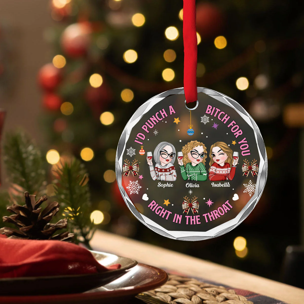 Right In The Throat - Personalized Custom Glass Ornament - Image 3