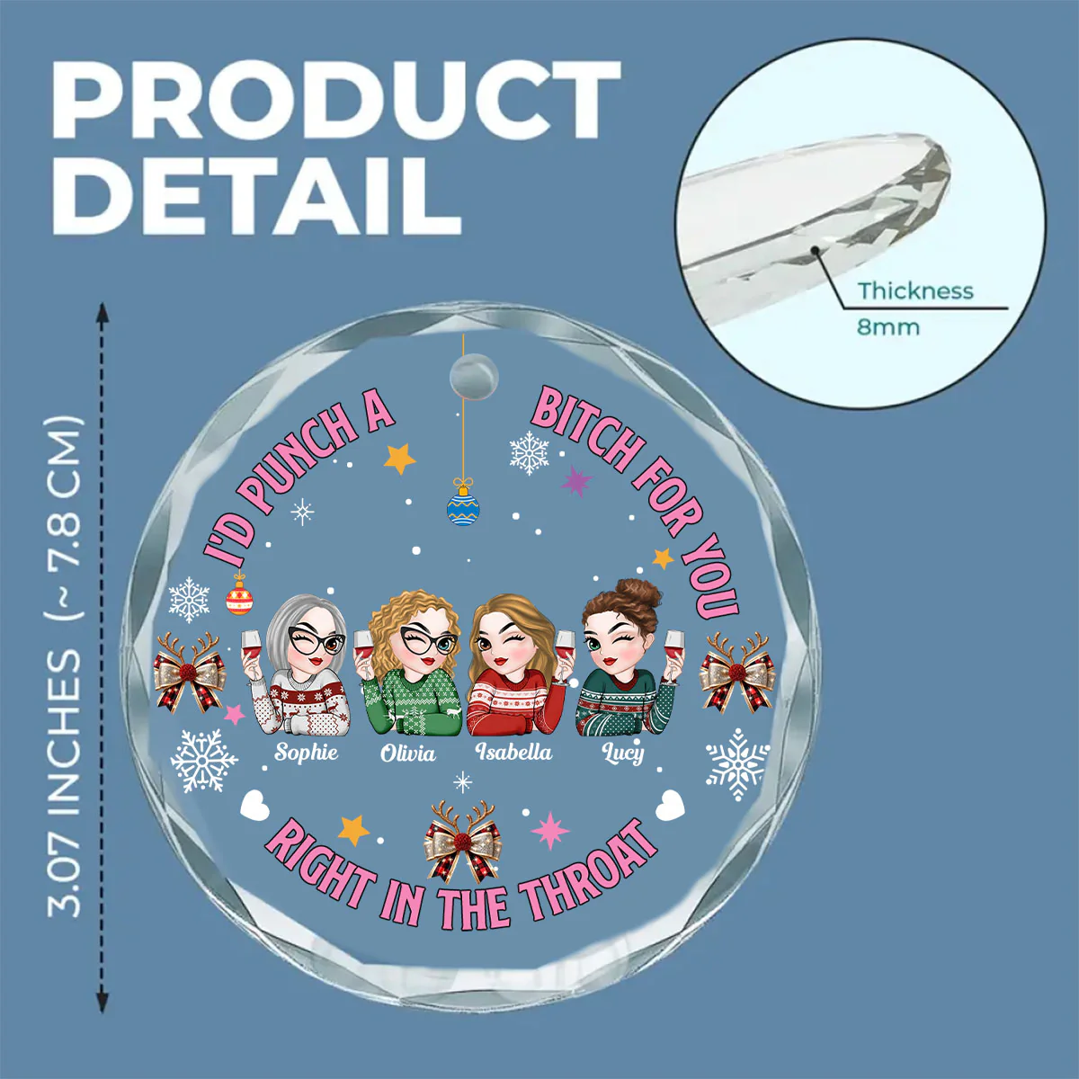 Right In The Throat - Personalized Custom Glass Ornament - Image 5