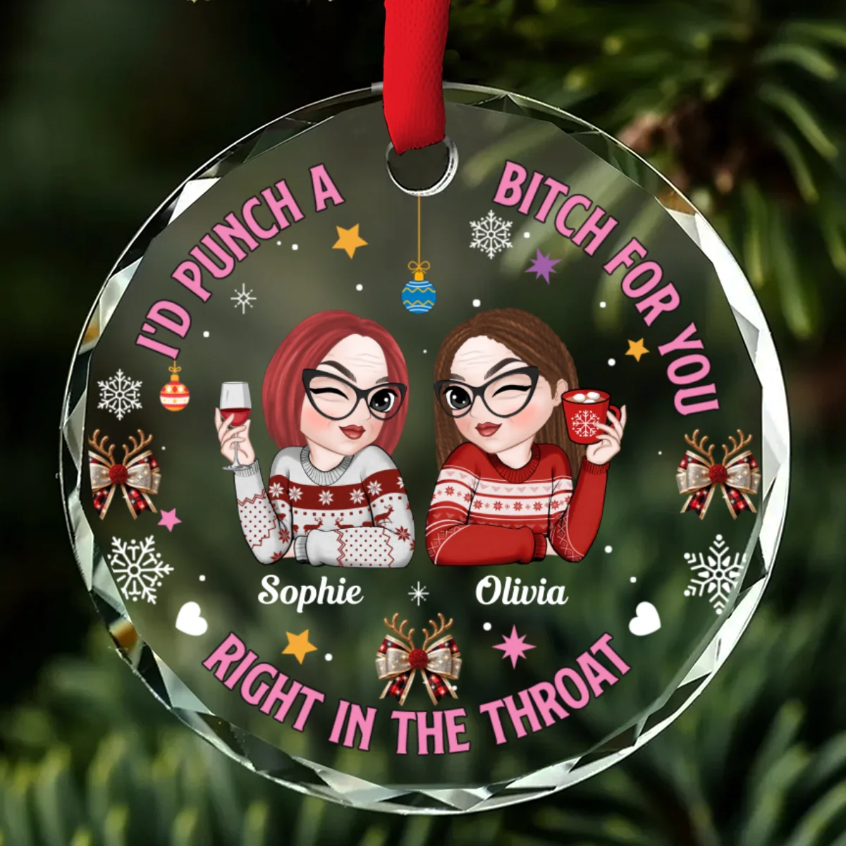 Right In The Throat - Personalized Custom Glass Ornament - Image 6