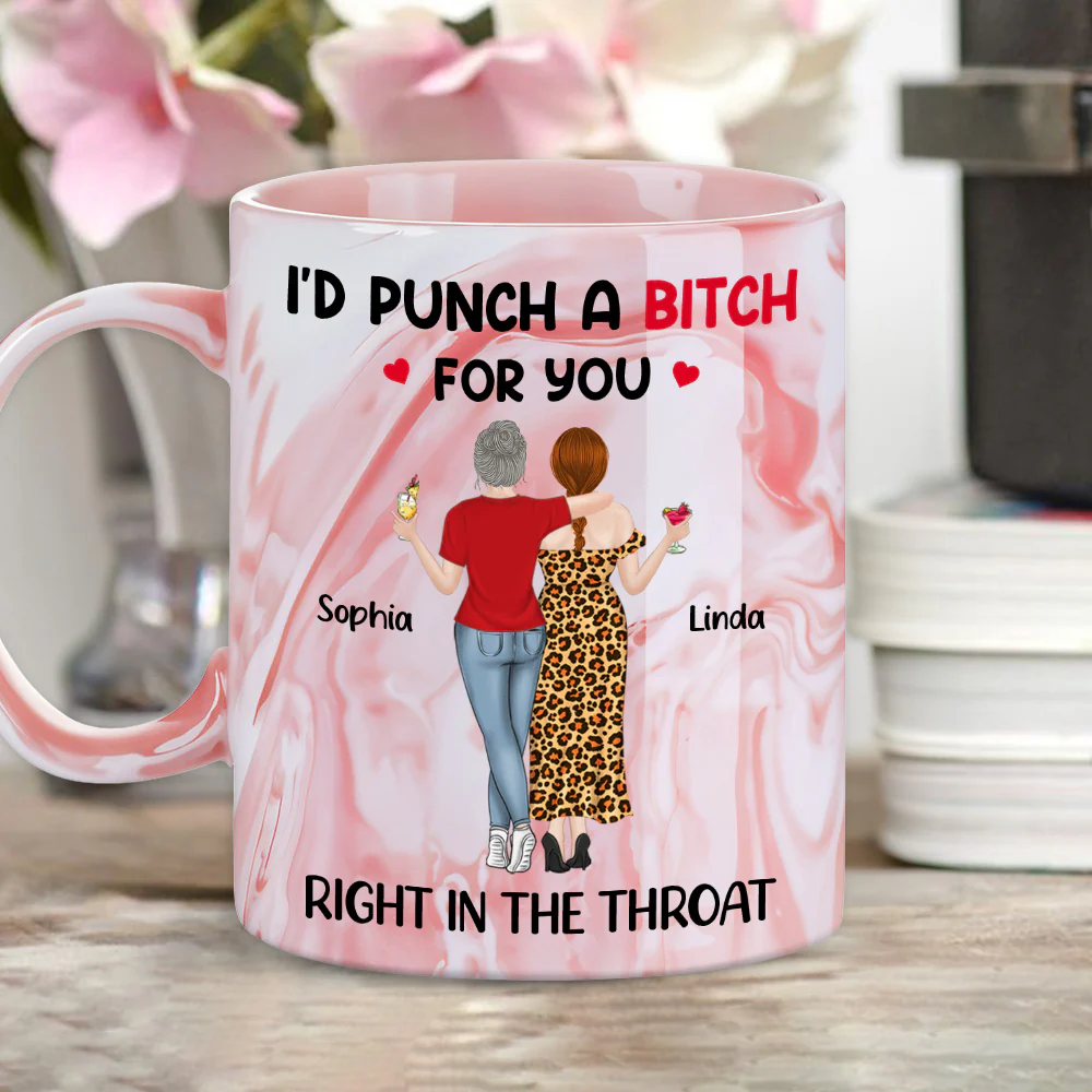 Right In The Throat - Personalized Custom Pink Marble Mug - Image 2