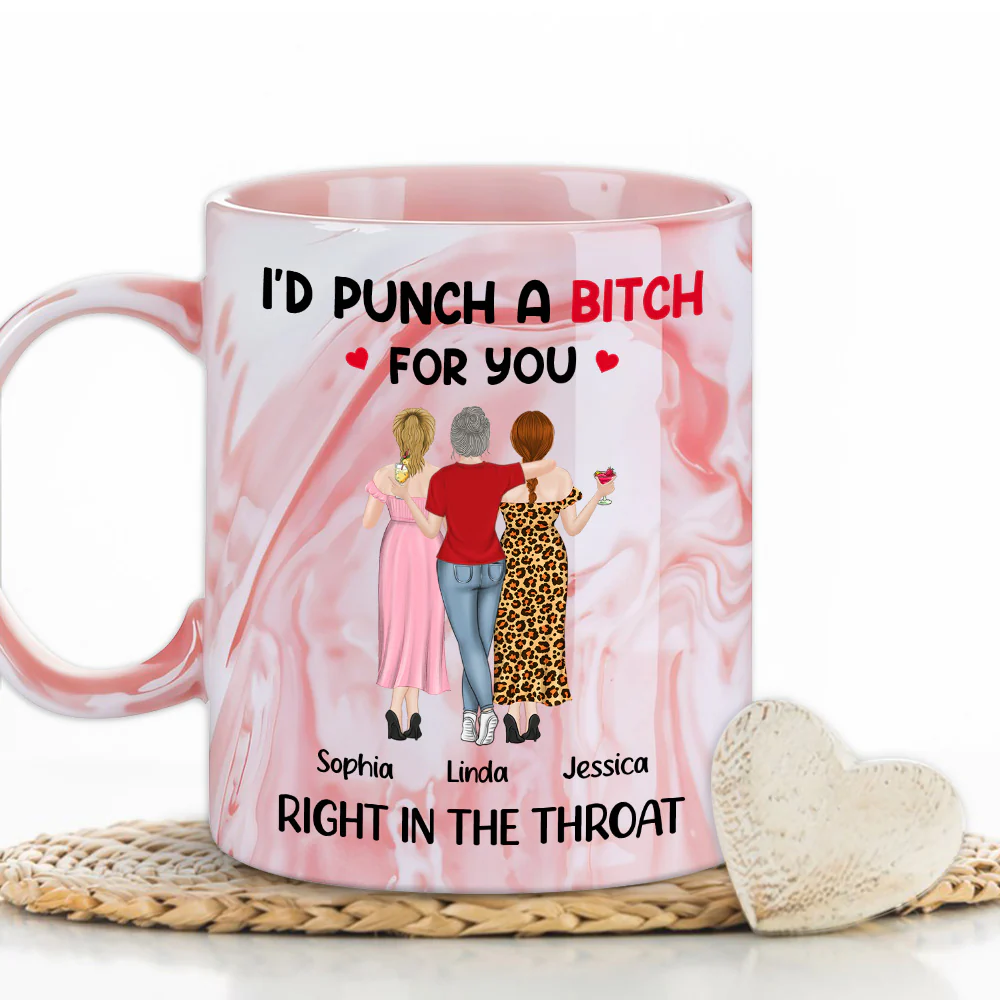 Right In The Throat - Personalized Custom Pink Marble Mug - Image 3