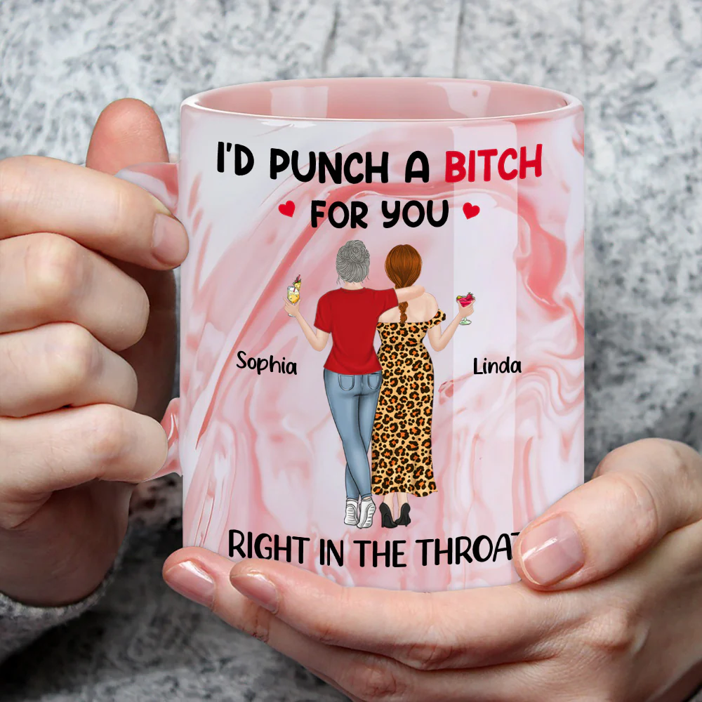 Right In The Throat - Personalized Custom Pink Marble Mug - Image 4