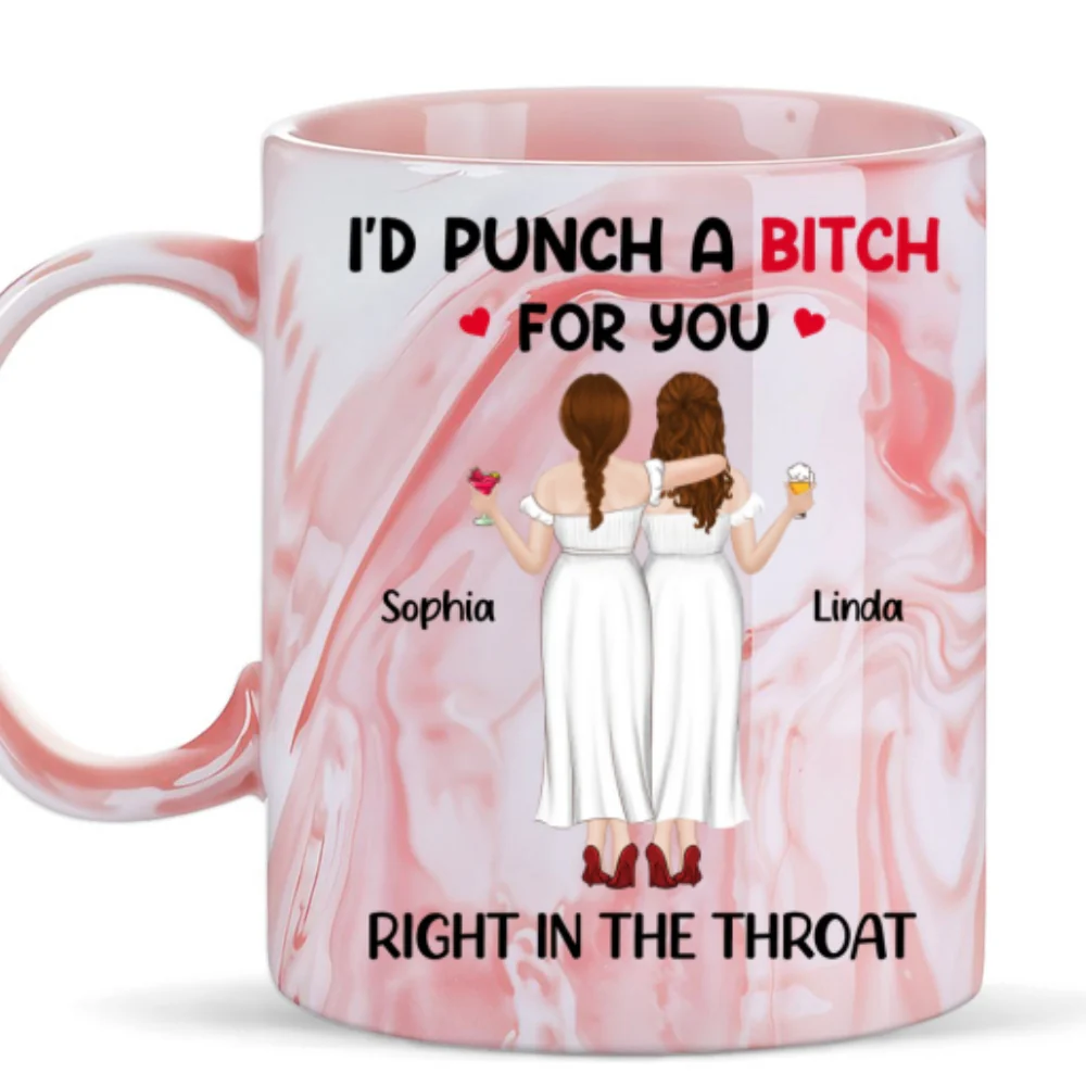 Right In The Throat - Personalized Custom Pink Marble Mug - Image 6