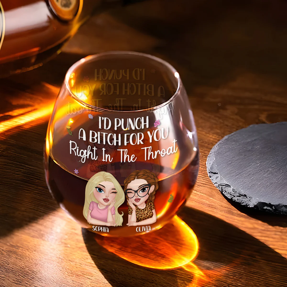 Right In The Throat - Personalized Custom Wine Glass - Image 2