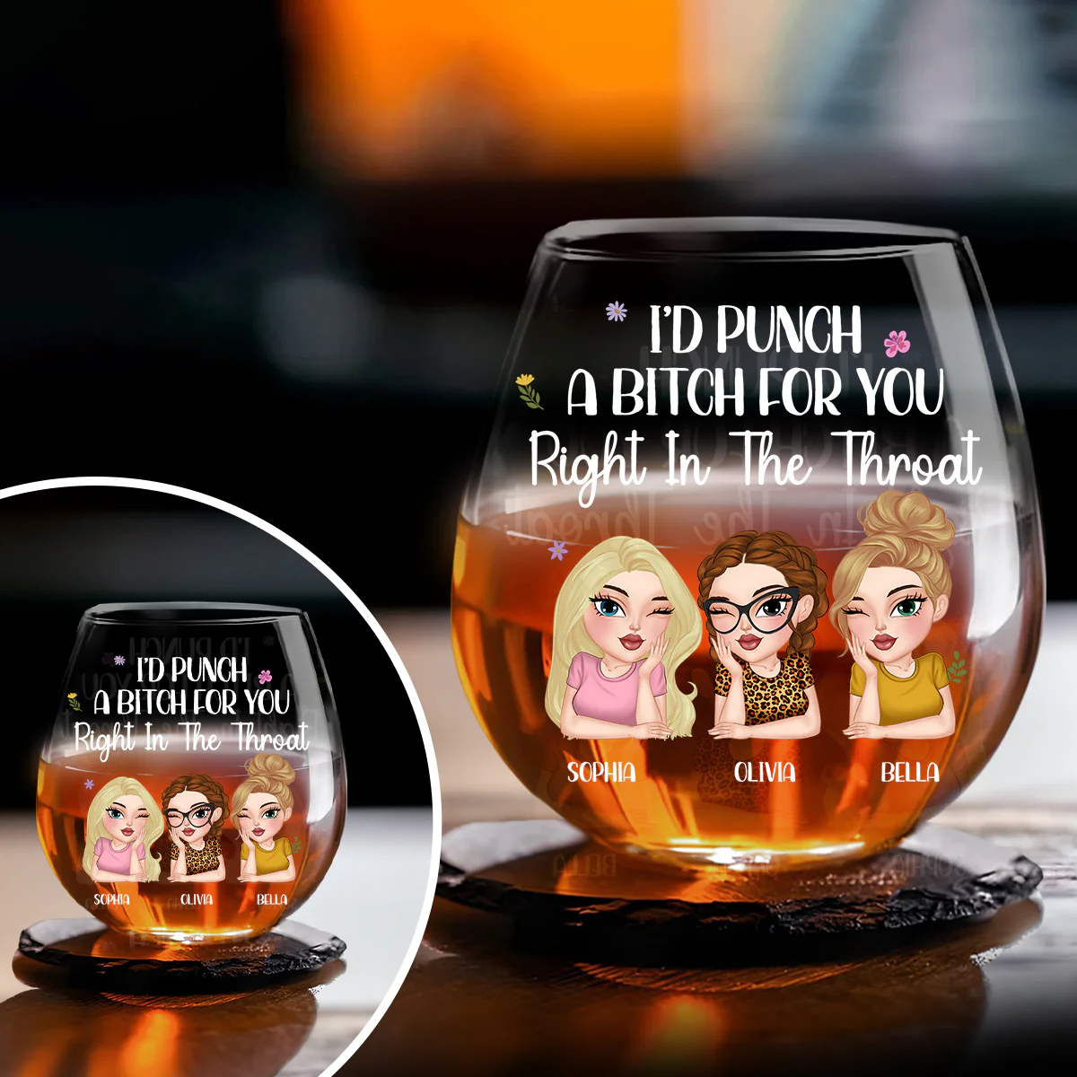 Right In The Throat - Personalized Custom Wine Glass - Image 3