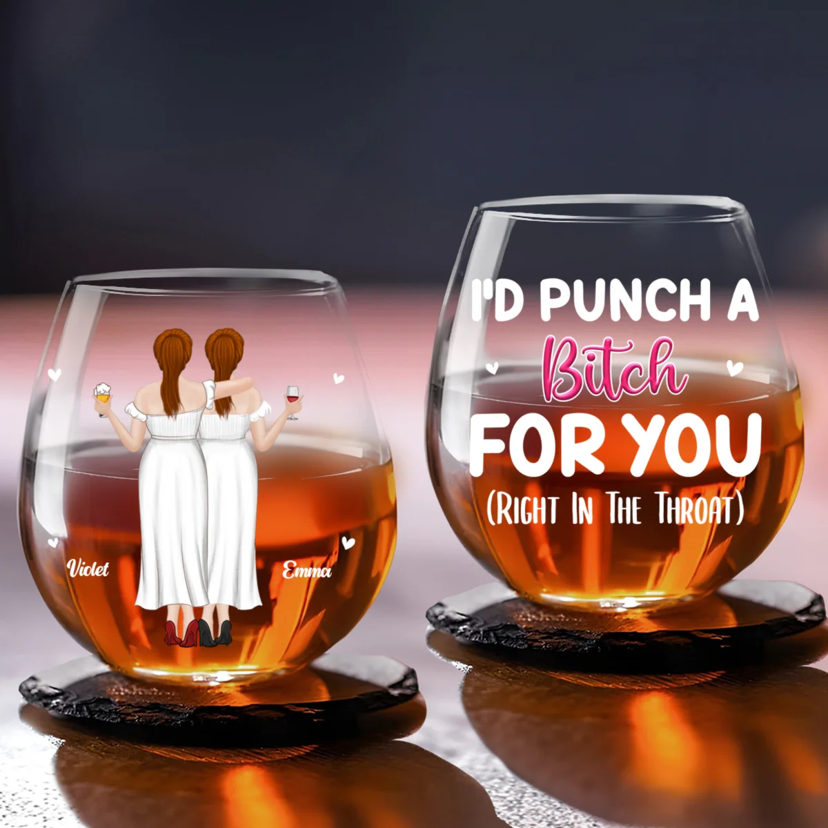 Right In The Throat - Personalized Custom Wine Glass - Image 4