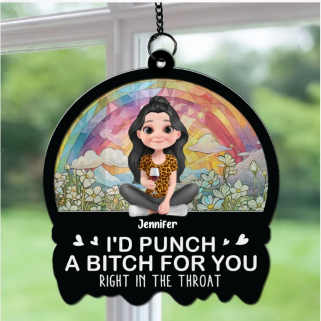 Right In The Throat Sisters Besties - Personalized Custom Suncatcher - Image 5