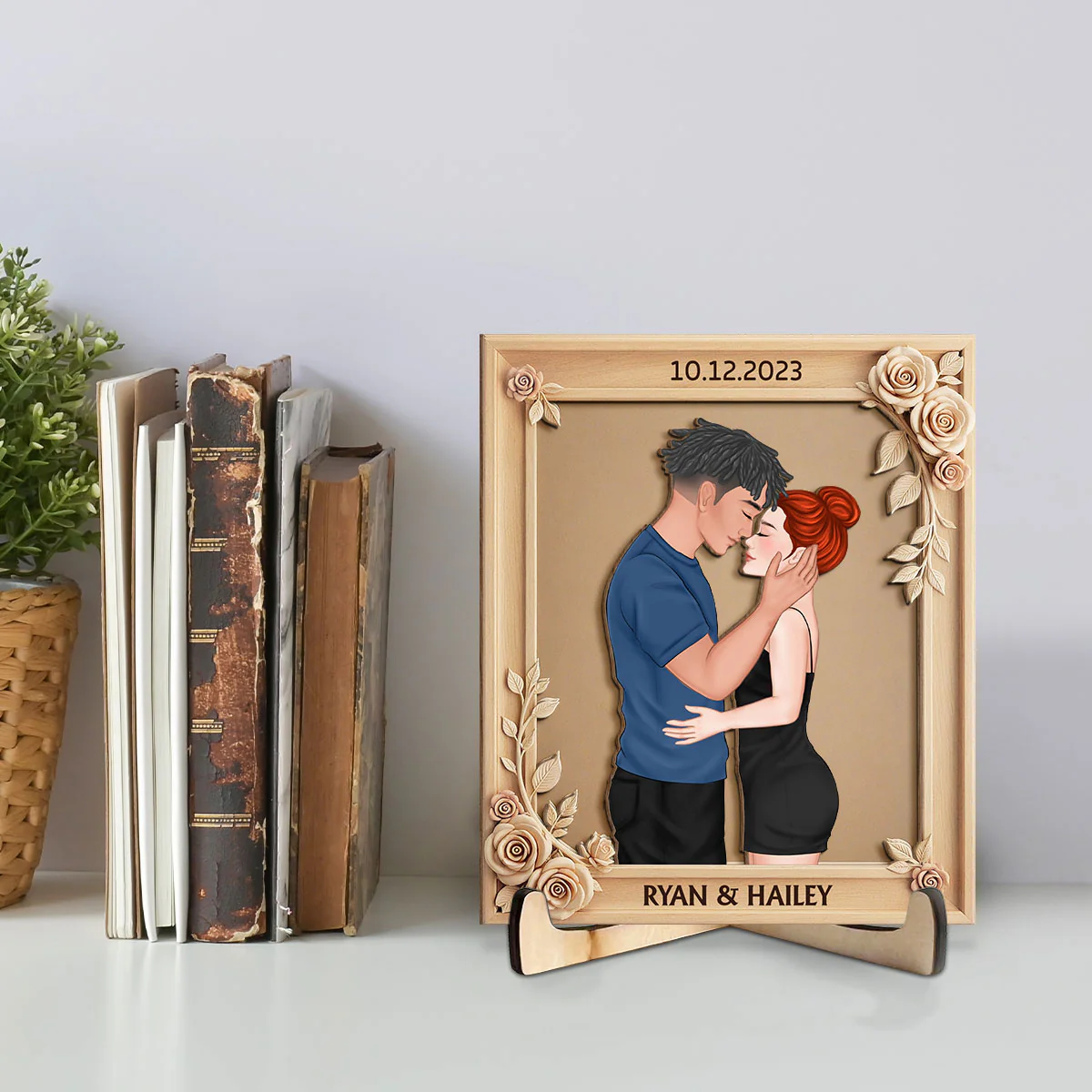 Romantic Floral With Couple - Personalized Custom Wooden Plaque - Image 5