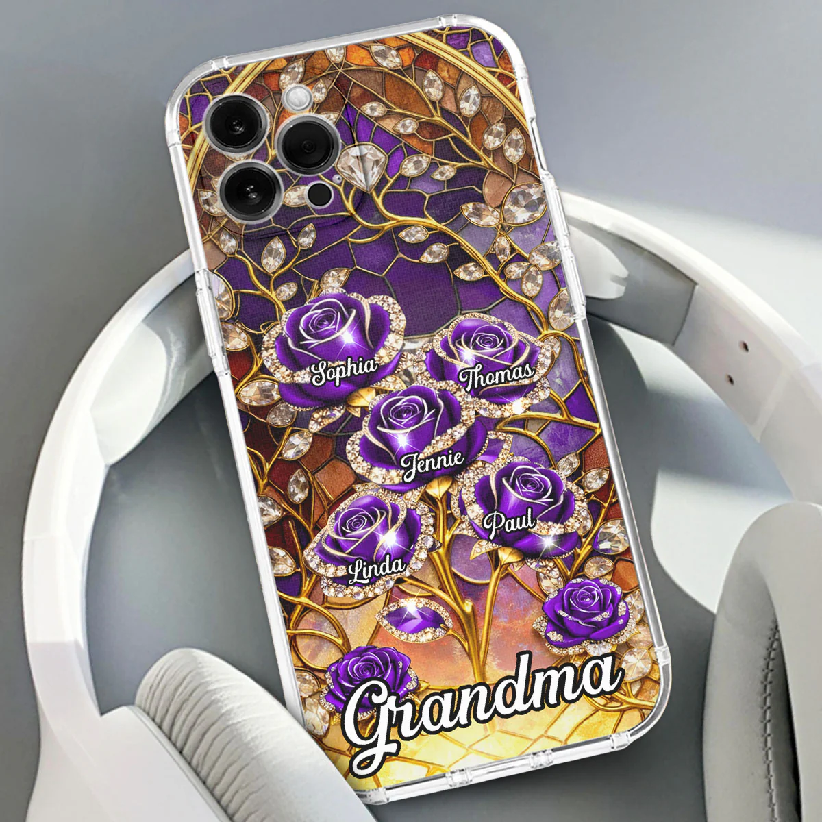 Rose Flower Grandma - Personalized Custom 3D Effect Phone Case - Image 2