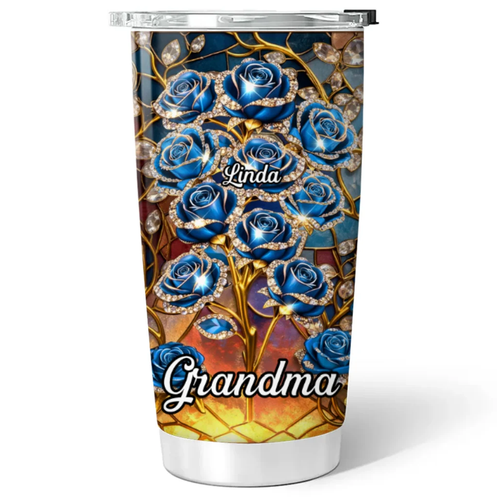 Rose Flower Grandma - Personalized Custom 3D Effect Tumbler - Image 5