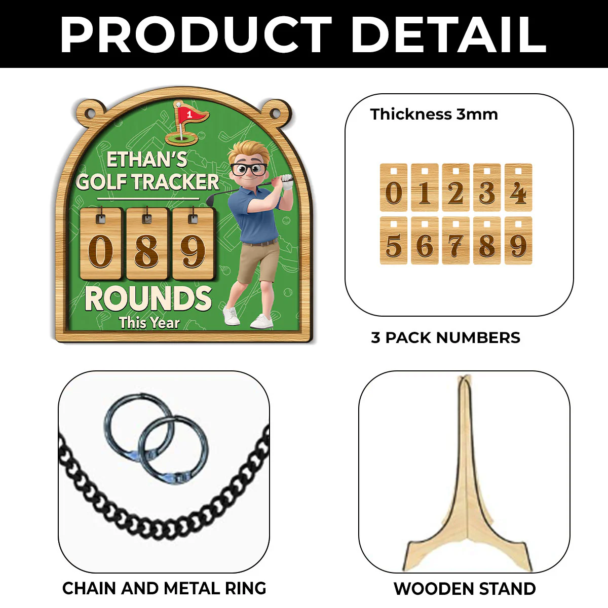 Rounds This Year - Personalized Custom Tracker Sign - Image 4