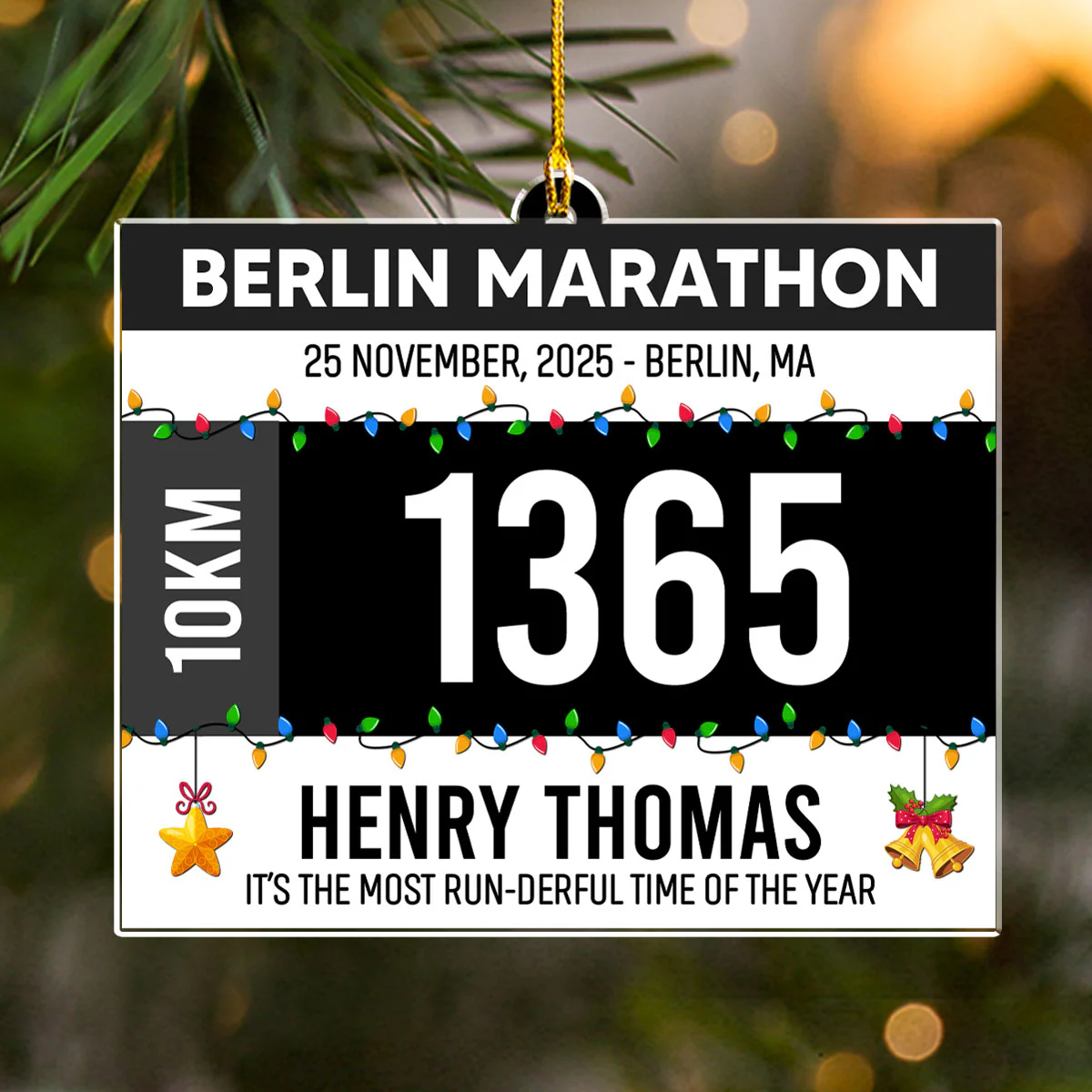 Running Bib - Personalized Custom Acrylic Ornament - Image 2