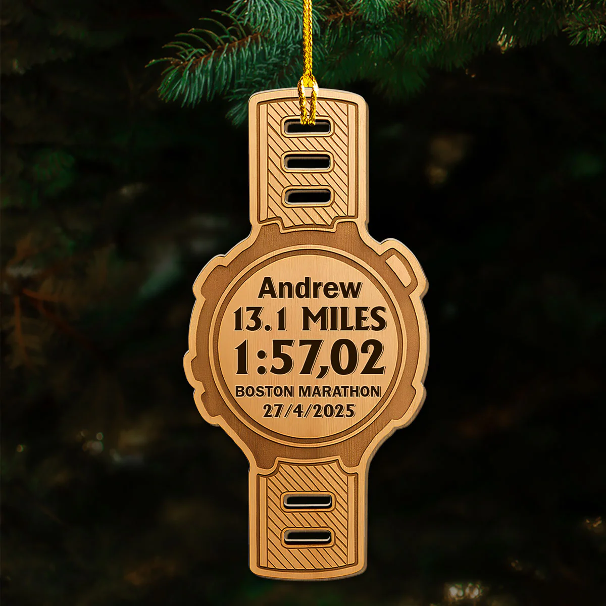 Running Watch - Personalized Custom Wood Ornament - Image 3