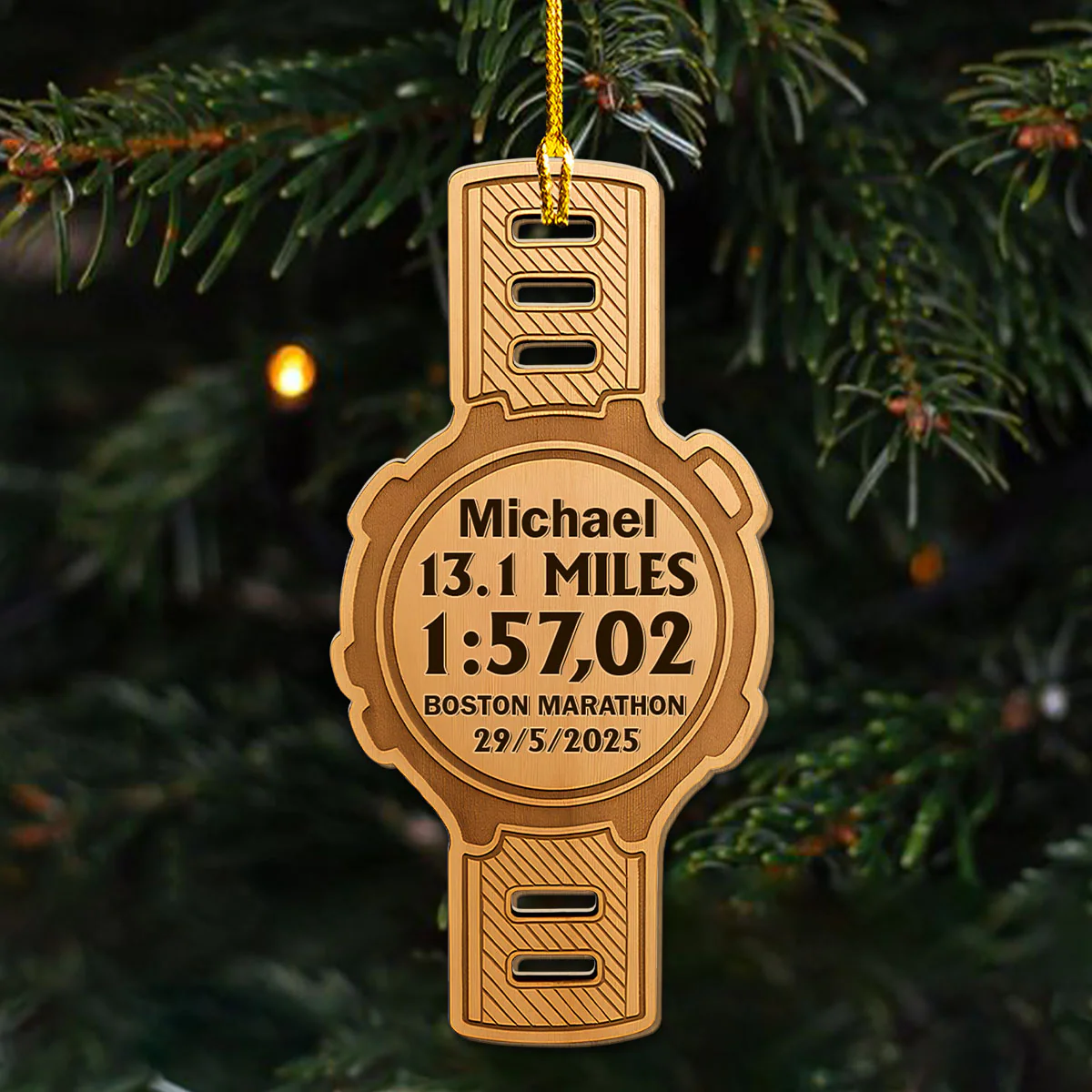 Running Watch - Personalized Custom Wood Ornament - Image 5