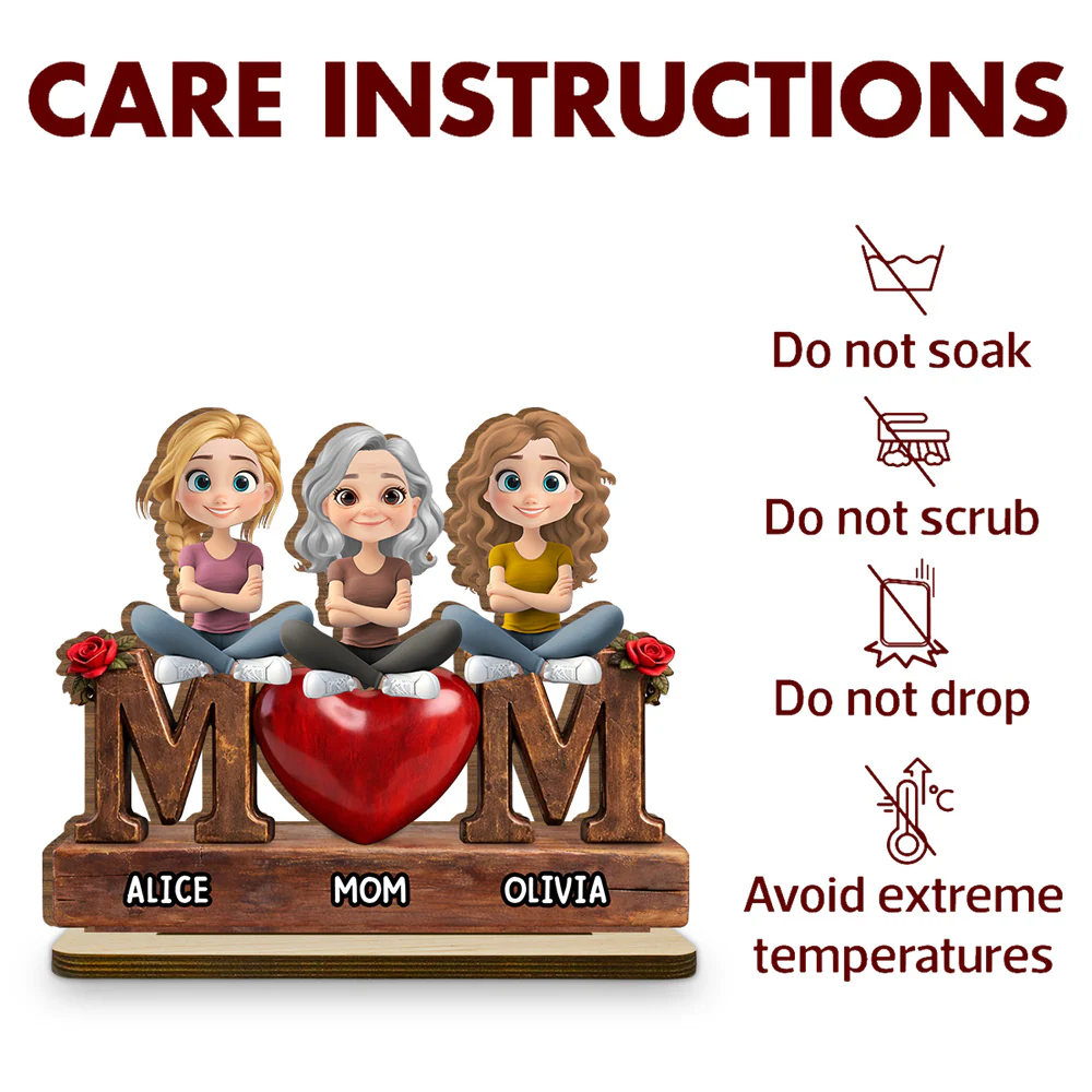 Safe in Mom Arms - Personalized Custom 2-Layer Wood Plaque With Flat Base - Image 5