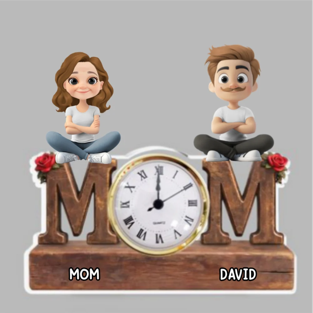 Safe in Mom Arms - Personalized Custom Acrylic Desk Clock Plaque - Image 6