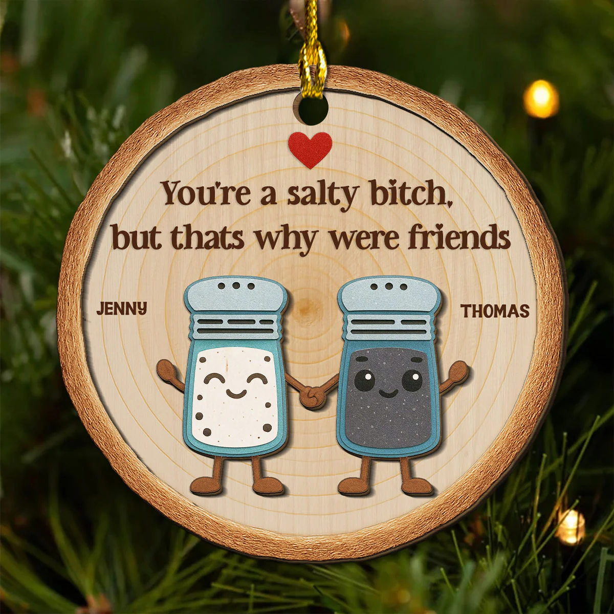 Salty But Sweet - Personalized Custom Freeshape 2-Layered Wood Ornament - Image 3