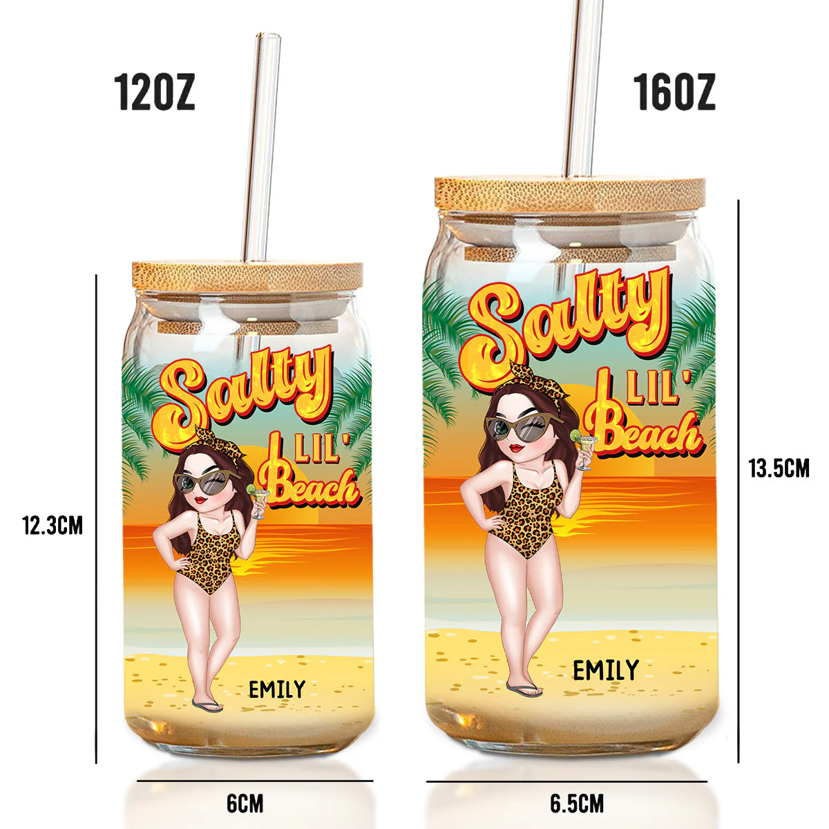 Salty Lil Beach - Personalized Custom Glass Can - Image 6
