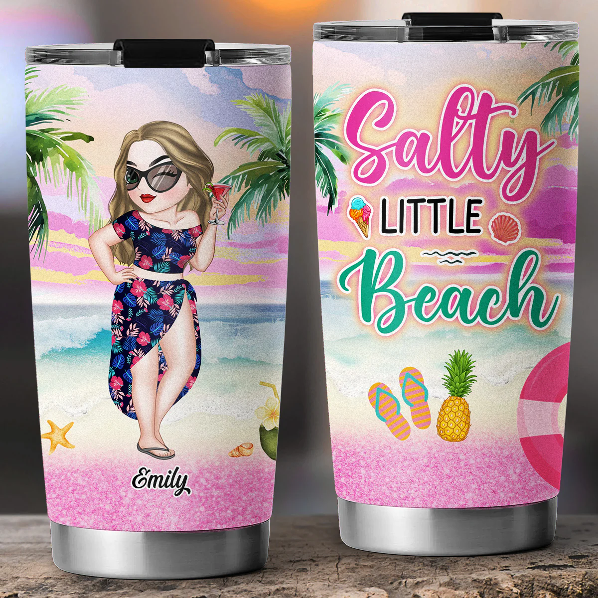 Salty Little Beach - Personalized Custom Tumbler - Image 5