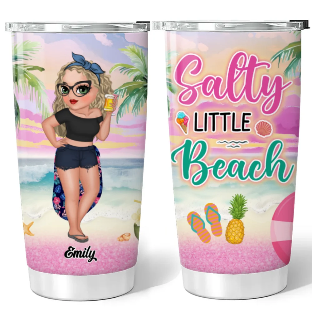 Salty Little Beach - Personalized Custom Tumbler - Image 6