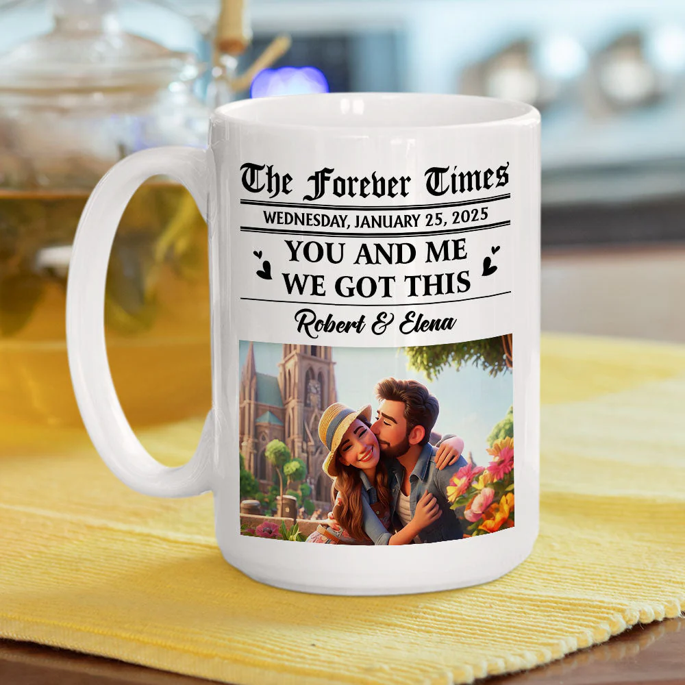Couple Newspaper Cartoon - Personalized Custom Coffee Mug - Image 5