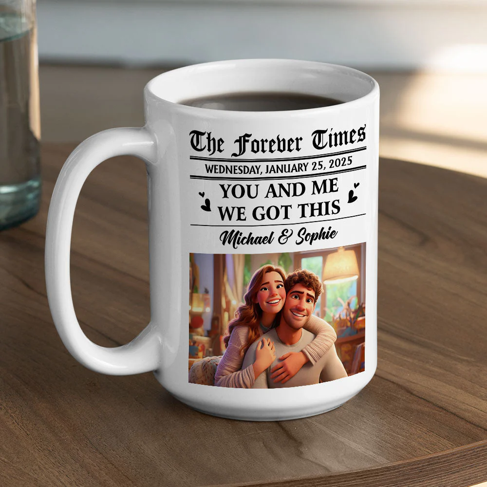 Couple Newspaper Cartoon - Personalized Custom Coffee Mug - Image 6