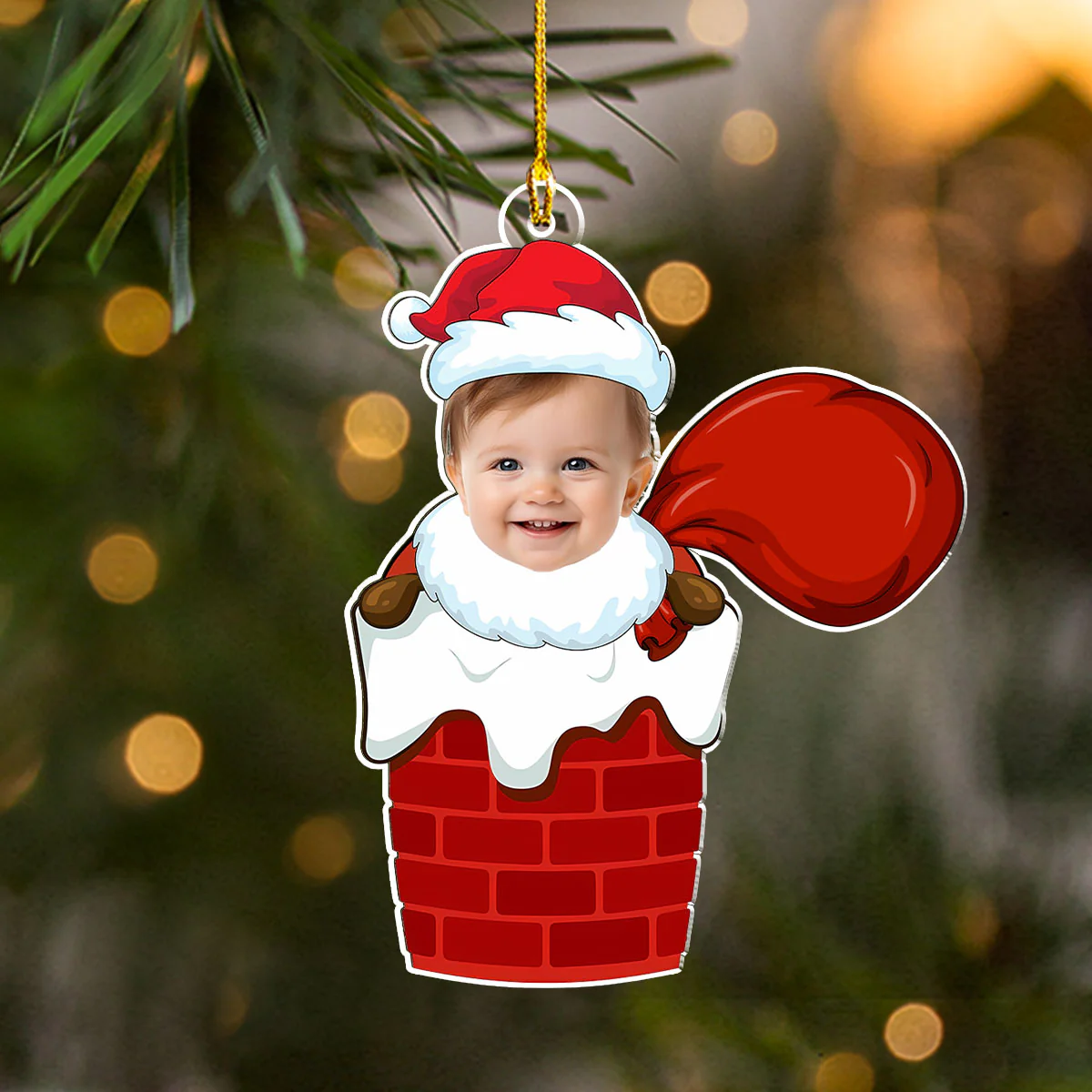 Santa Baby Custom Photo - Personalized Custom Acrylic Ornament - Image 3