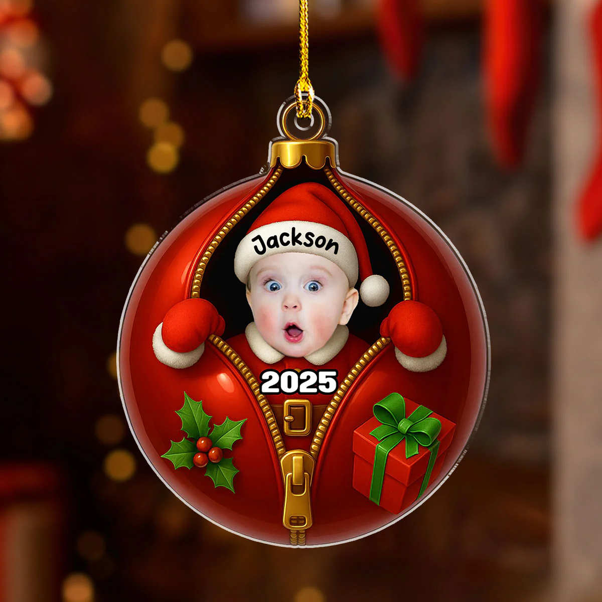 Santa Baby - Personalized Custom Acrylic Ornament - Image 3
