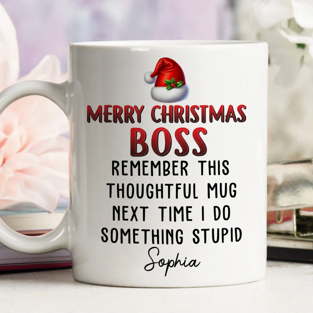Santa Boss Christmas - Personalized Custom Coffee Mug - Image 3