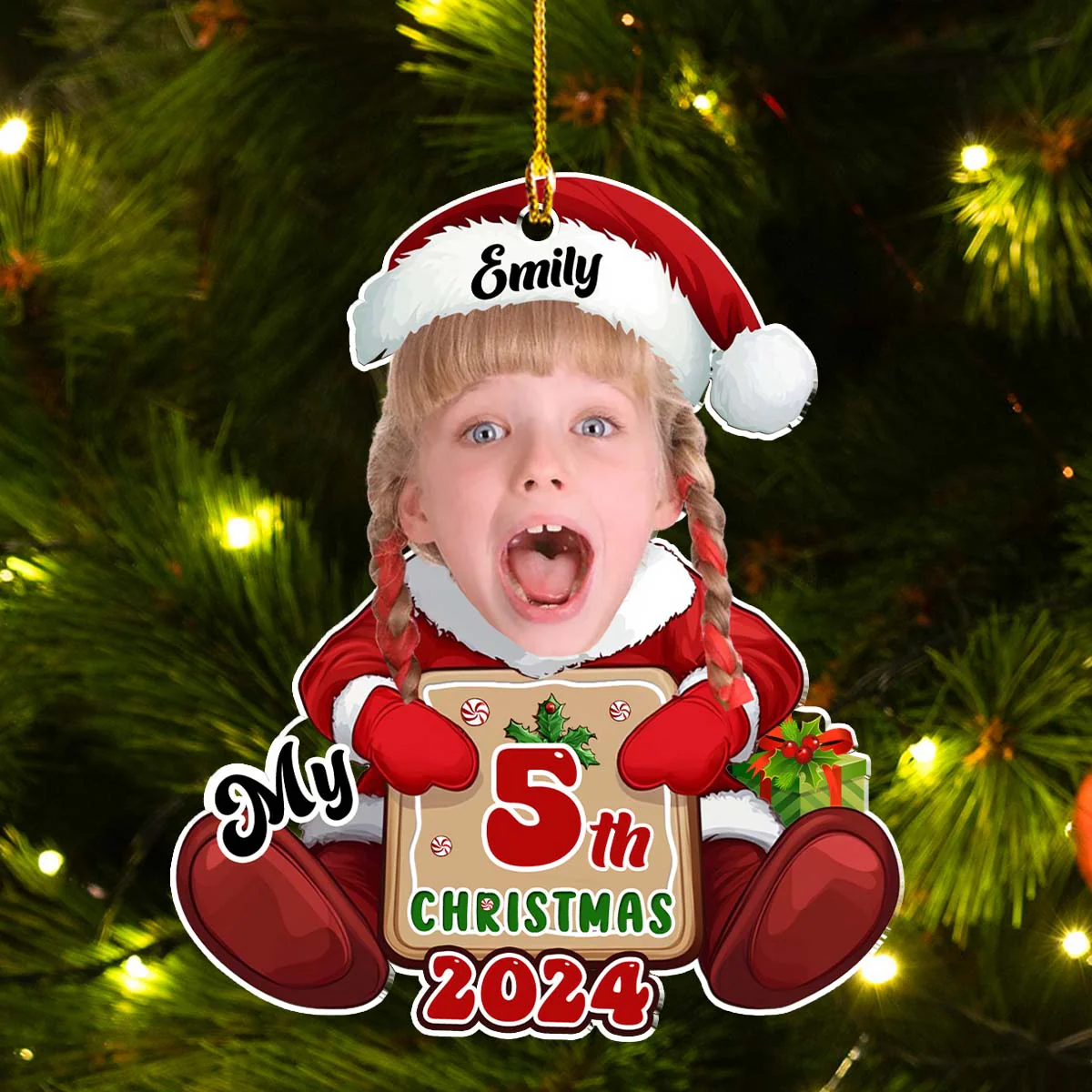 Santa Christmas Family Faces  - Personalized Custom Acrylic Ornament - Image 2