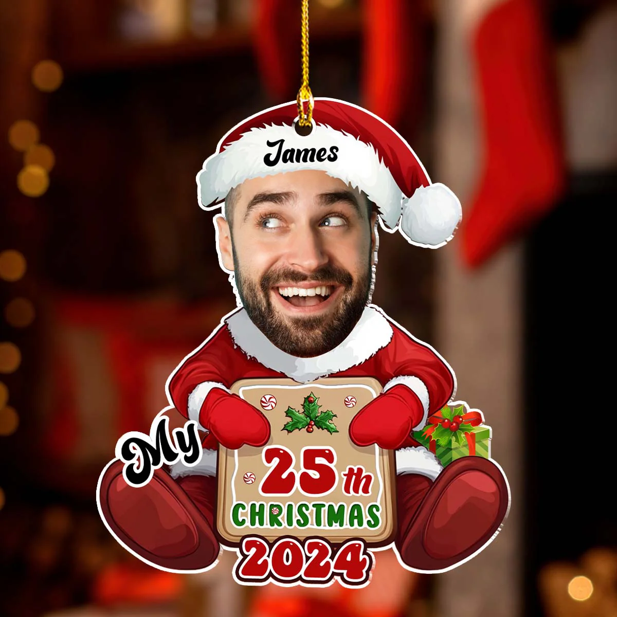 Santa Christmas Family Faces  - Personalized Custom Acrylic Ornament - Image 4