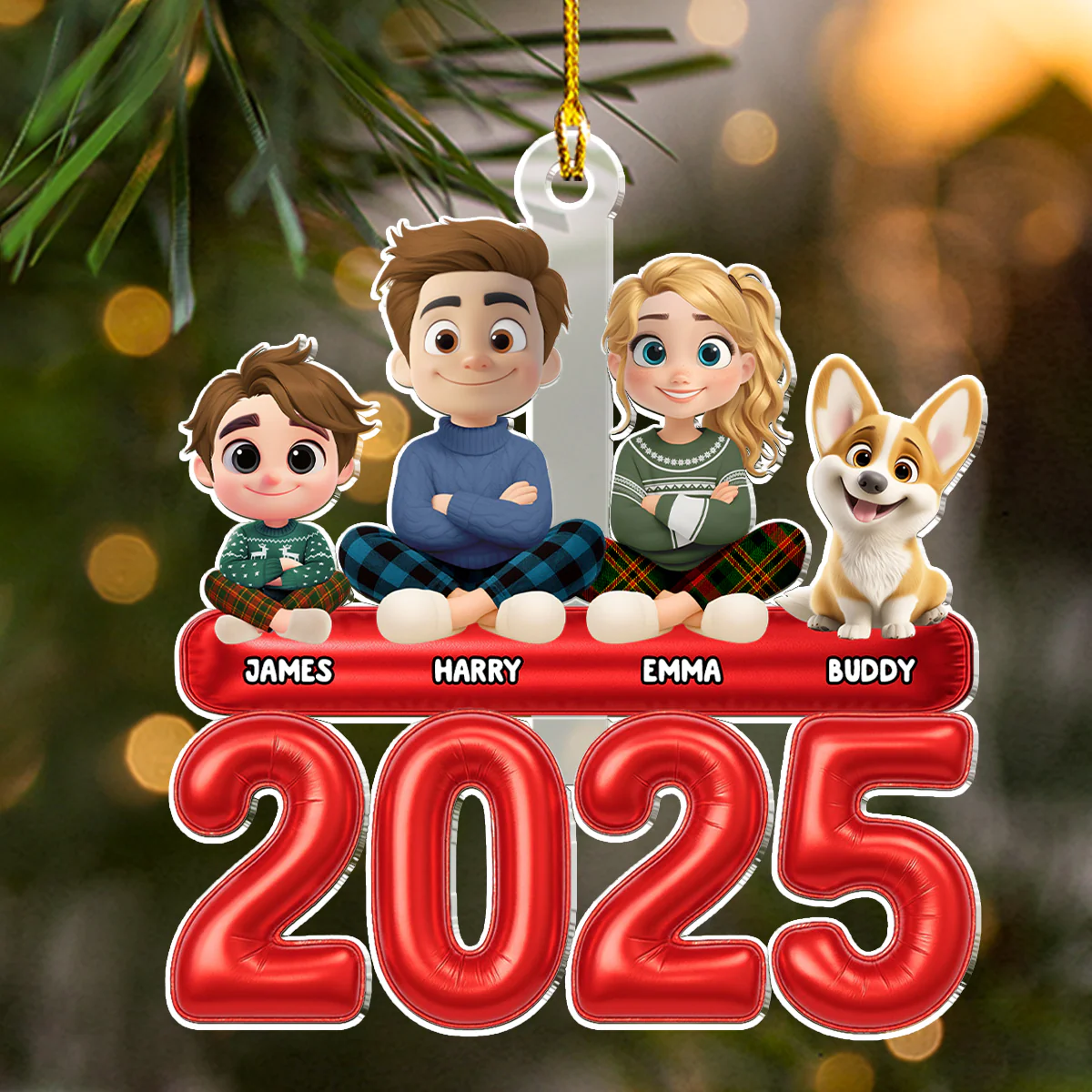 Santa Favorite Family - Personalized Custom Acrylic Ornament - Image 5